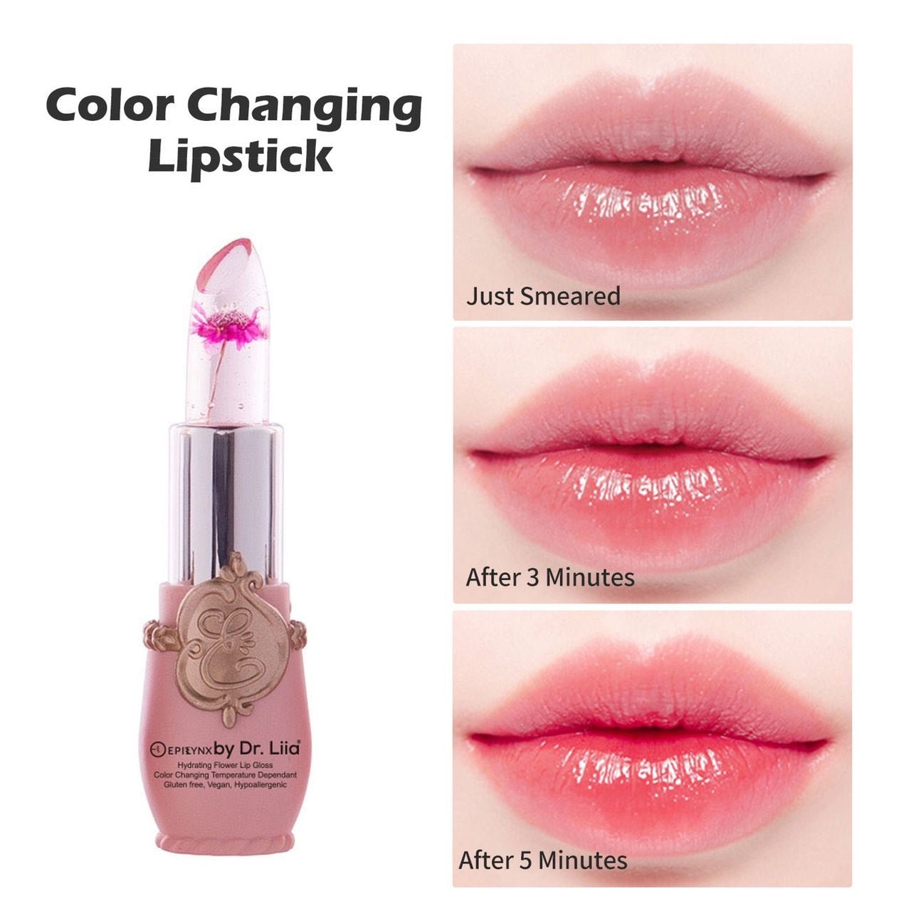 Color-Changing Flower Lip Gloss – Vegan, Gluten-Free, Hydrating Lip Balm - Iron Velvet
