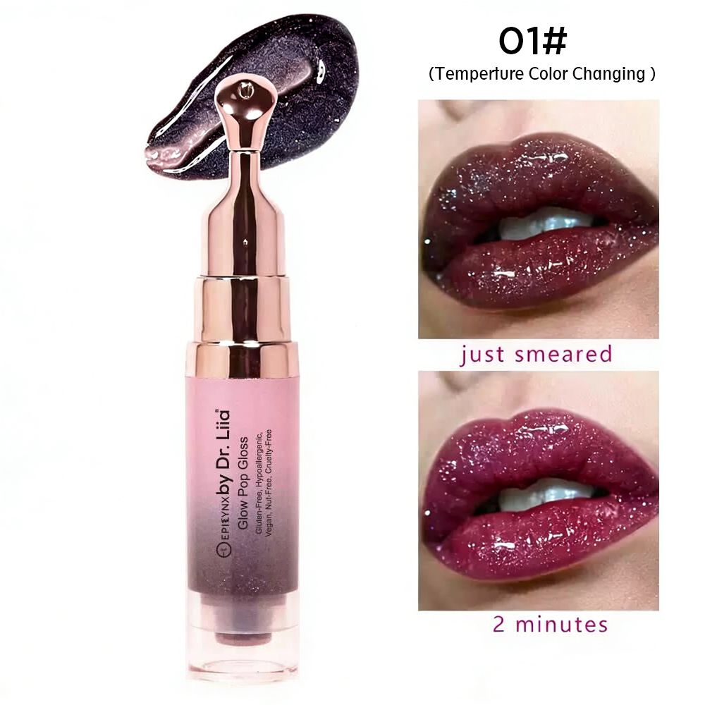 Glow Pop Gloss & Lip Treatment – Radiant Shine & pH Color-Shift - Iron Velvet