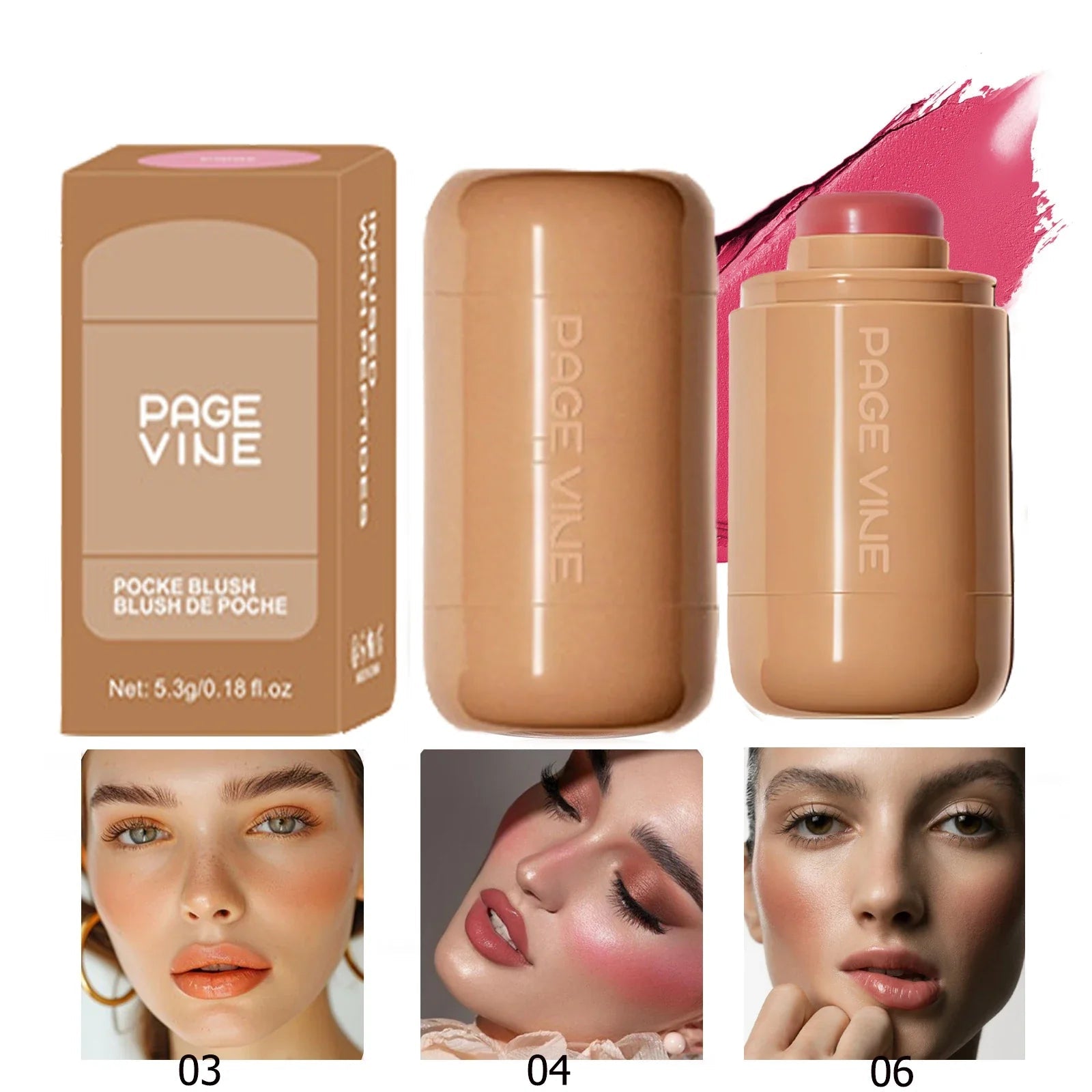 New Blush Stick 3-in-1 Cheek Lip Tinted Moistured Blush Stick Silky Brighten Blush Cream Blusher Cosmetics Tubes Matte Contour - Iron Velvet