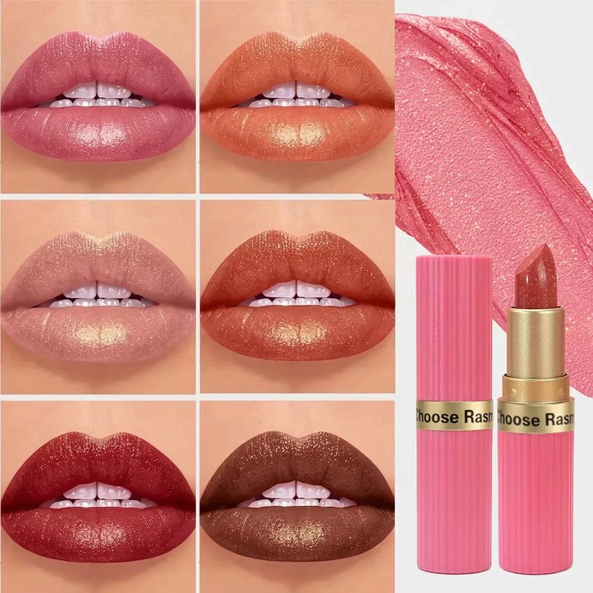 Pearlescent Pink Glitter Velvet Lipstick Metallic Waterproof Long Lasting Matte Shimmer Diamond Lipstick Women Makeup Cosmetic - Iron Velvet