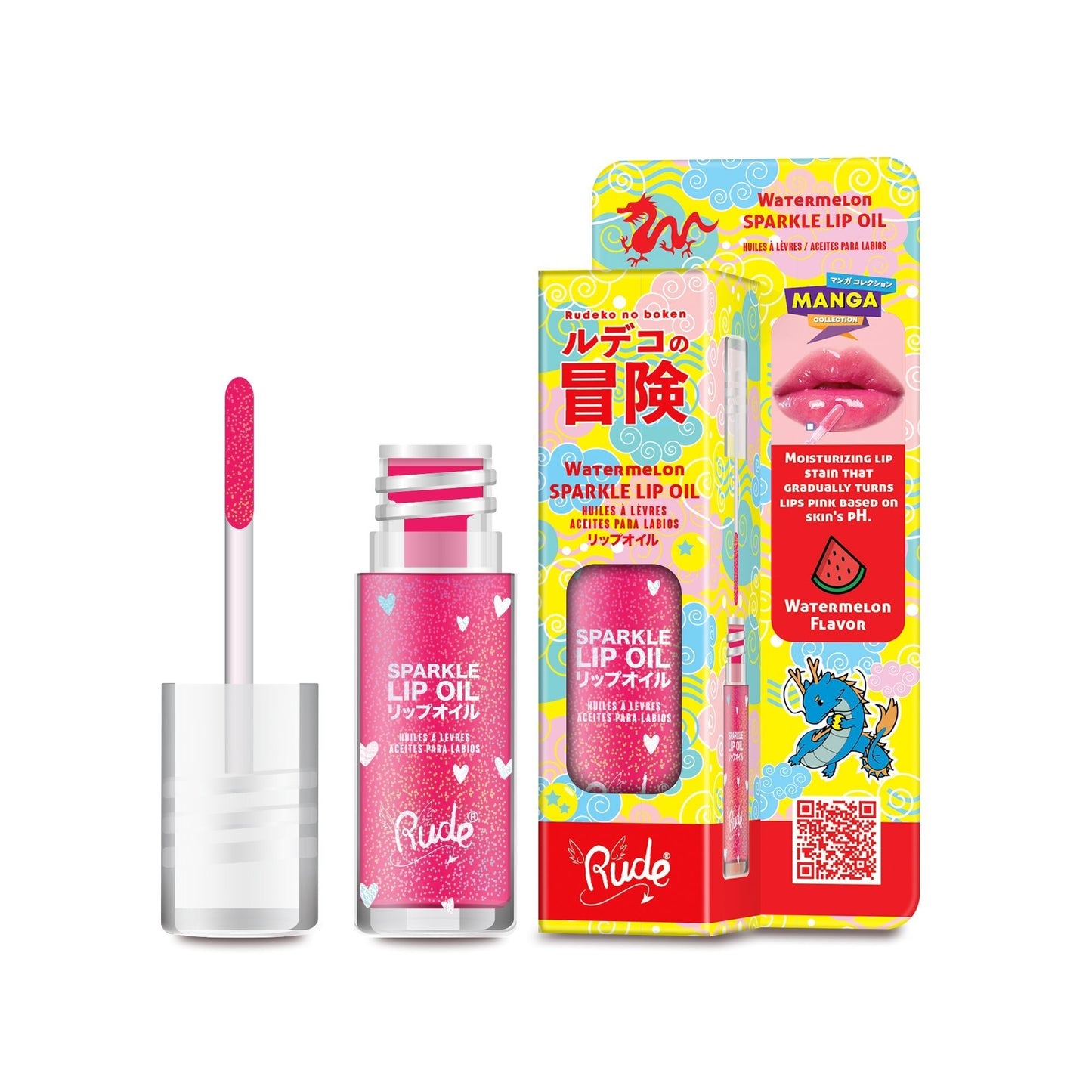 RUDE Manga Sparkle Lip Oil - Iron Velvet