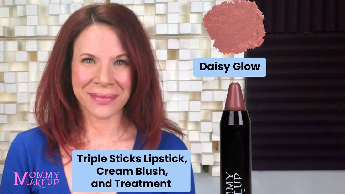 Triple Sticks Lipstick, Cream Blush, and Treatment in Daisy Glow - Iron Velvet