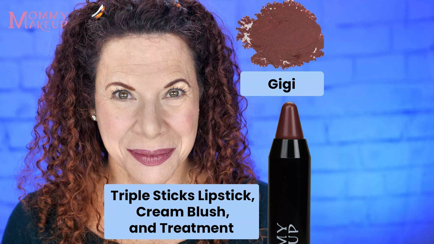 Triple Sticks Lipstick, Cream Blush, and Treatment in Gigi - Iron Velvet
